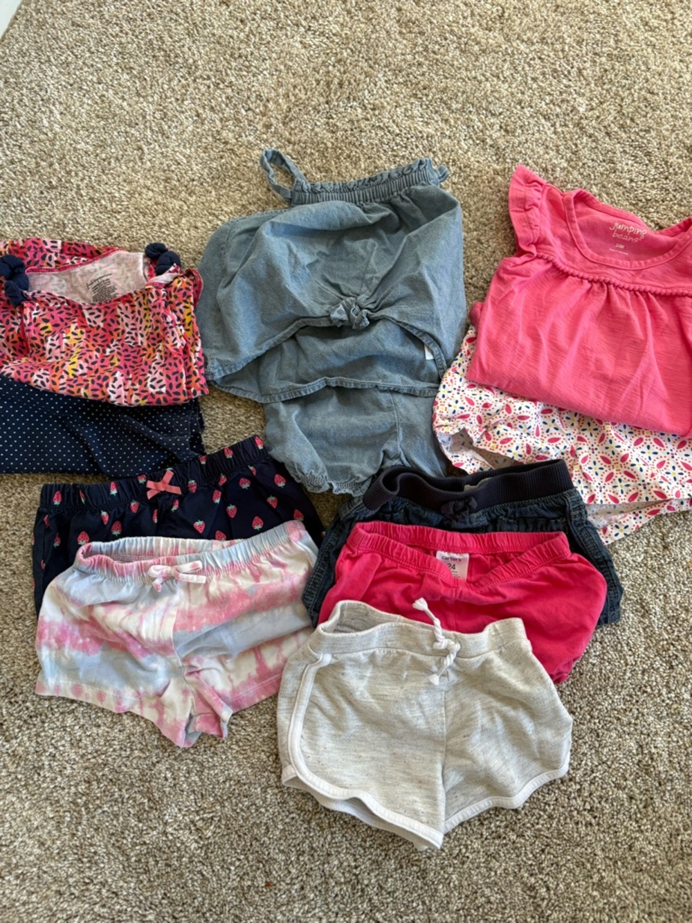 Kids Shorts and Tops Set - Pink, Gray, Blue